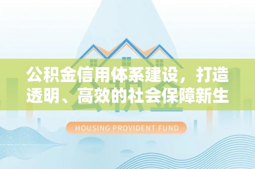 新昌公积金信用体系建设，打造透明、高效的社会保障新生态