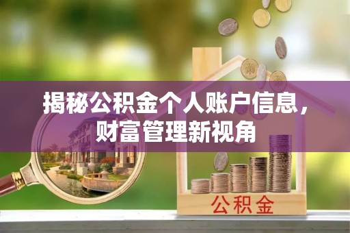 新昌揭秘公积金个人账户信息，财富管理新视角